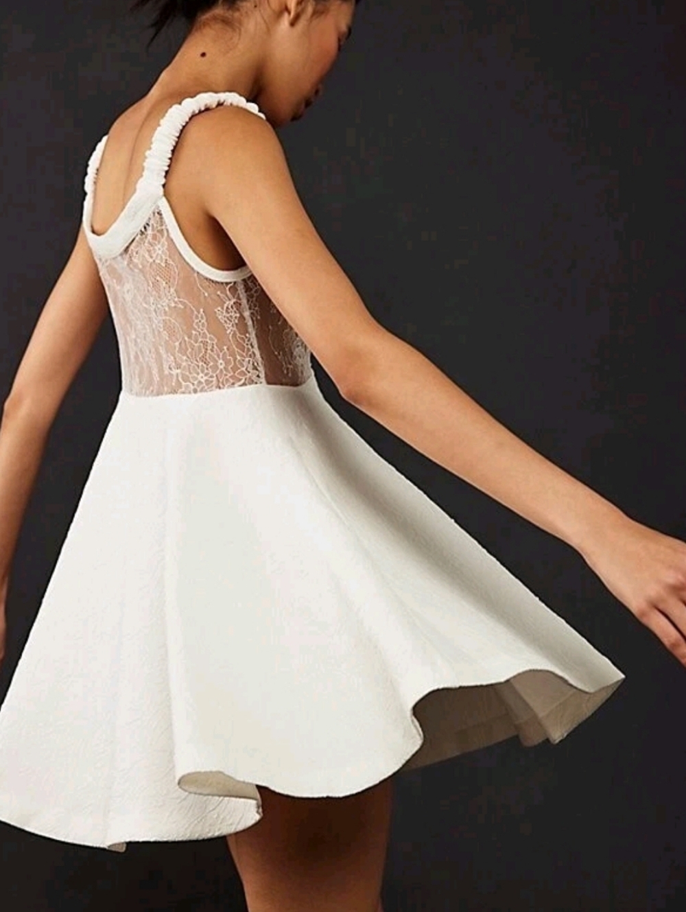 NWT Free People Brooklyn Mini Dress White Lace Fit & Flare Small Coquette Bridal - Picture 16 of 16